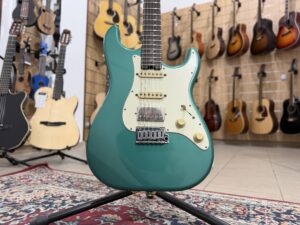 Schecter Custom Shop Traditional Wembley Nick Johnston Signature HSS Teal Green Metallic Aged Nitro